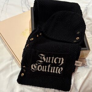Juicy Couture Black Knit Scarf with Gold Accents